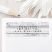 Touchのバラホワイト&グレーマーブルスワールシックパーティー ラベル (インサイチュ)