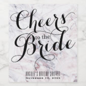 Touchのバラホワイト&グレーマーブルスワールシックワイン ワインラベル (シングルラベル)