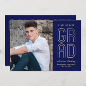 Touchの編集可能なクラスカラー卒業カード 招待状 (正面/裏面)