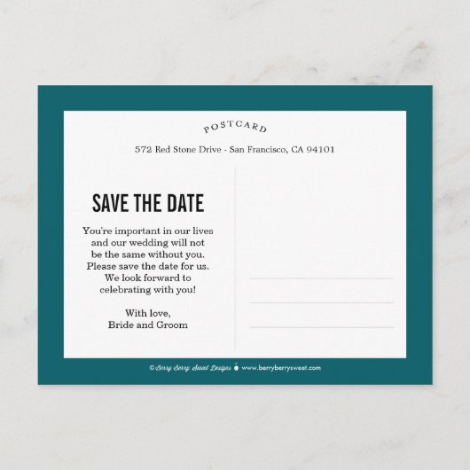 Touchの金ゴールド編集可能なカラーのコラージュ日付を保存 案内ポストカード (裏面)