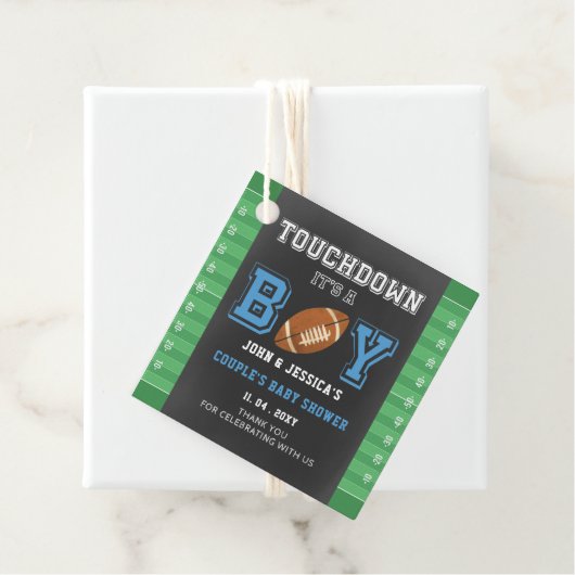Touchダウンそのボーイフットボール赤ちゃんシャワーパーティー フェイバータグ (インサイチュ)