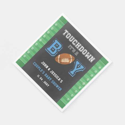 Touchダウンの男の子サッカーの赤ちゃんシャワー スタンダードランチョンナプキン