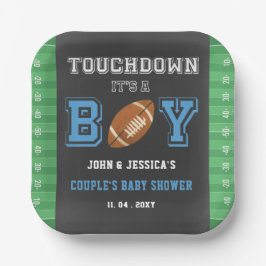 Touchダウンの男の子サッカーの赤ちゃんシャワー ペーパープレート
