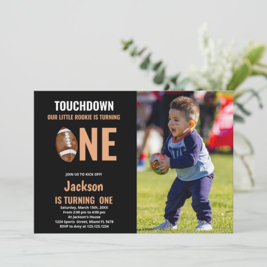 Touchダウンワンサッカー誕生日と写真 招待状 (スタンド正面)