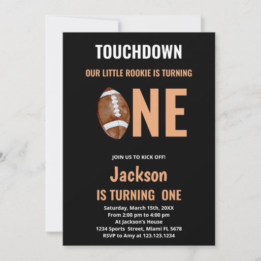 Touchダウンワンサッカー誕生日招待状 招待状 (正面)