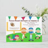 Touchダウン！サッカーチーム誕生日招待状 招待状 (スタンド正面)