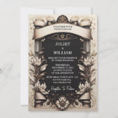 Touchパピルスヴィンテージレトロヴェルムオーバーレイ結婚ズ 招待状 (正面)