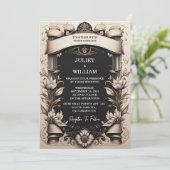 Touchパピルスヴィンテージレトロヴェルムオーバーレイ結婚ズ 招待状 (スタンド正面)