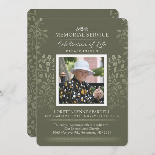 Touch金ゴールドフローラ記念写真招待状 招待状 (正面/裏面)