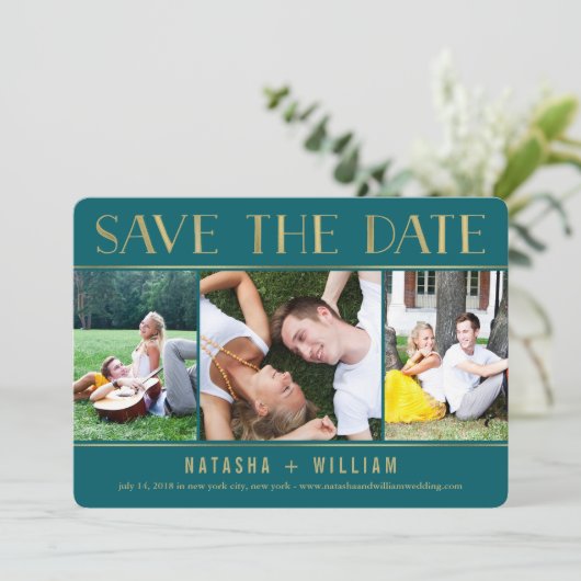 Touch金ゴールド編集可能カラーコラージュ日付を保存 セーブザデート (スタンド正面)