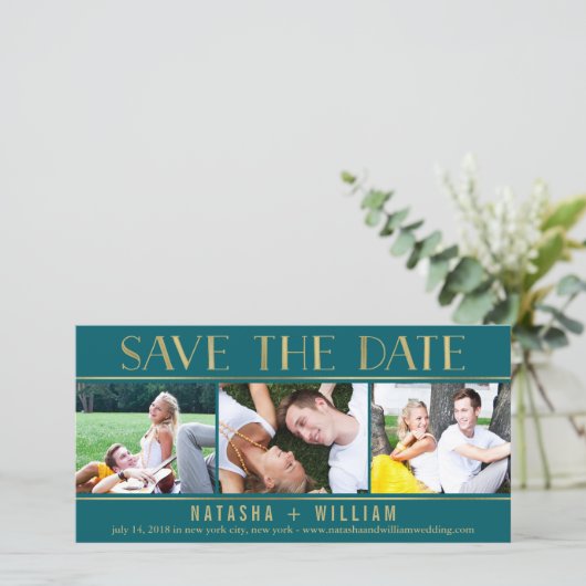 Touch金ゴールド編集可能カラーコラージュ日付を保存 セーブザデート (スタンド正面)