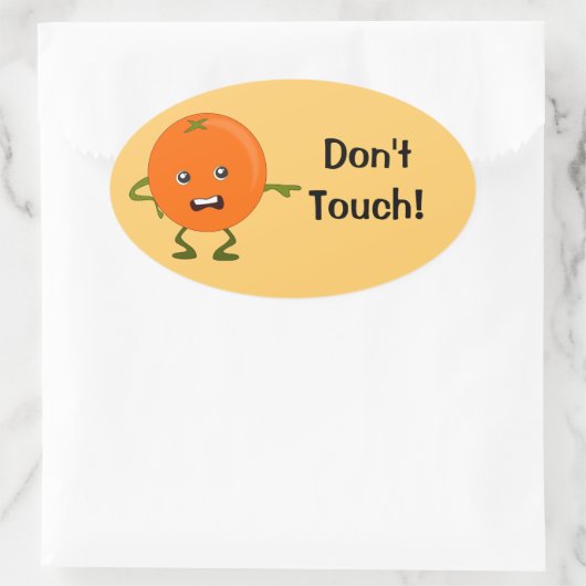 touch!オレンジ色のキャラクター 楕円形シール (バッグ)