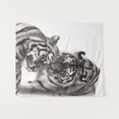 Touch – 手絵を描オリジナル虎のアートワーク タペストリー (正面(横))