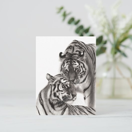 Touch – 手絵を描オリジナル虎のアートワーク ポストカード (スタンド正面)