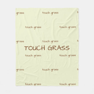 Touch Grass ミニマリスト サージブルー フリースブランケット -