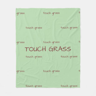 Touch Grass ミニマリスト サージブルー フリースブランケット -