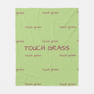 Touch Grass ミニマリスト サージブルー フリースブランケット -
