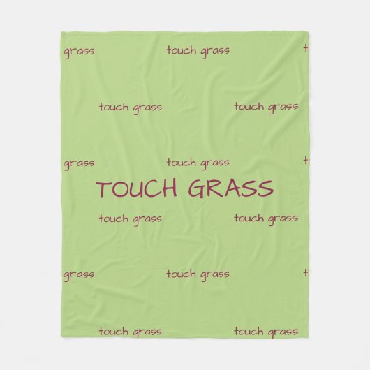 Touch Grass ミニマリスト サージブルー フリースブランケット - (正面)