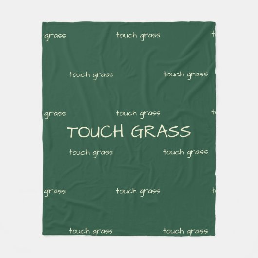 Touch Grass Minimalist Sage Green Fleece Blanket - フリースブランケット (正面)