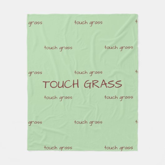 Touch Grass Minimalist Sage Green Fleece Blanket - フリースブランケット (正面)