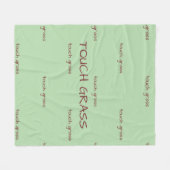 Touch Grass Minimalist Sage Green Fleece Blanket - フリースブランケット (正面(横))