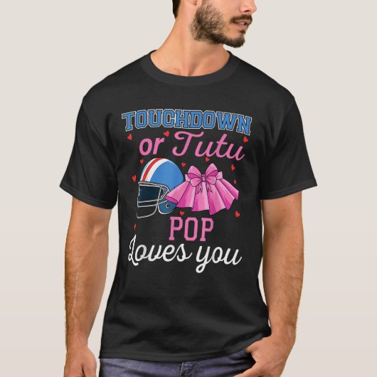 TouchdownまたはTutuポップ・アートのはサッカーの性別Reを愛する Tシャツ (正面)