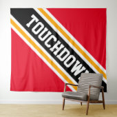 TOUCHDOWN明るい赤の黒い黄色の傾斜ストライプ色 タペストリー (インサイチュ(横))