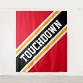 TOUCHDOWN明るい赤の黒い黄色の傾斜ストライプ色 タペストリー (正面)