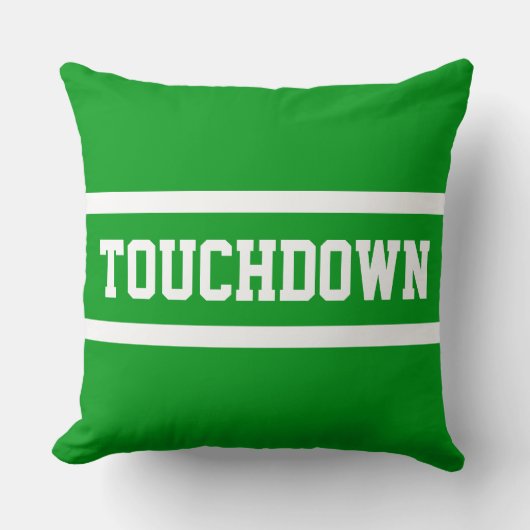 TOUCHDOWN Athletic Bold Bright Green White Stripes クッション (正面)