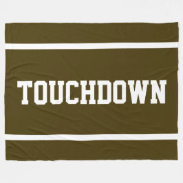 TOUCHDOWN Athletic Brown Sporty White Text Stripes フリースブランケット