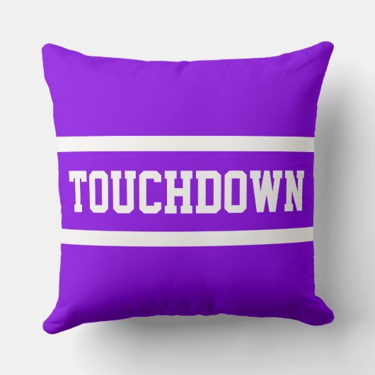 TOUCHDOWN Athletic Fun Bright Purple White Stripes クッション (裏面)