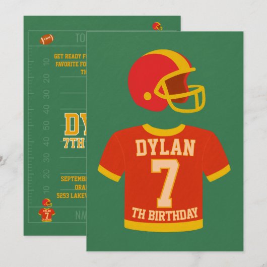 Touchdown Birthday Invitation – Football Party Inv 招待状 (正面/裏面)