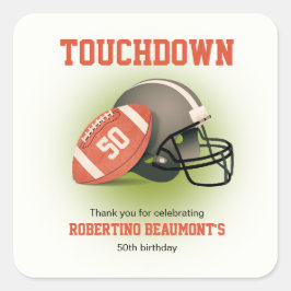 Touchdown Fifty ヴィンテージフットボール 50歳の誕生日 スクエアシール