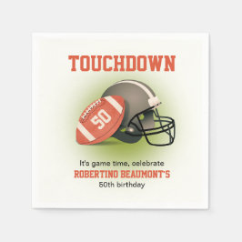 Touchdown Fifty ヴィンテージフットボール 50歳の誕生日 スタンダードカクテルナプキン