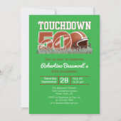 Touchdown Fifty 面白いフットボール 50歳の誕生日 招待状 (正面)