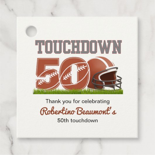 Touchdown Fifty Funny Football 50th Birthday フェイバータグ (正面)