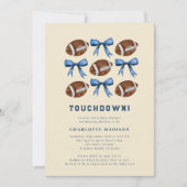 Touchdown Football and Bows Baby Shower 招待状 (正面)