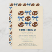 Touchdown Football and Bows Baby Shower 招待状 (正面/裏面)