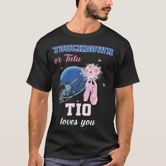 Touchdown Or Tutu Tio Loves You Gender Reveal Boy  Tシャツ (正面)