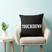 TOUCHDOWN Sporty White Football Text On Bold Black クッション (椅子)