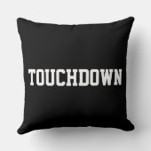 TOUCHDOWN Sporty White Football Text On Bold Black クッション (裏面)