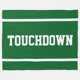 TOUCHDOWN Sporty White Text Stripes On Deep Green フリースブランケット