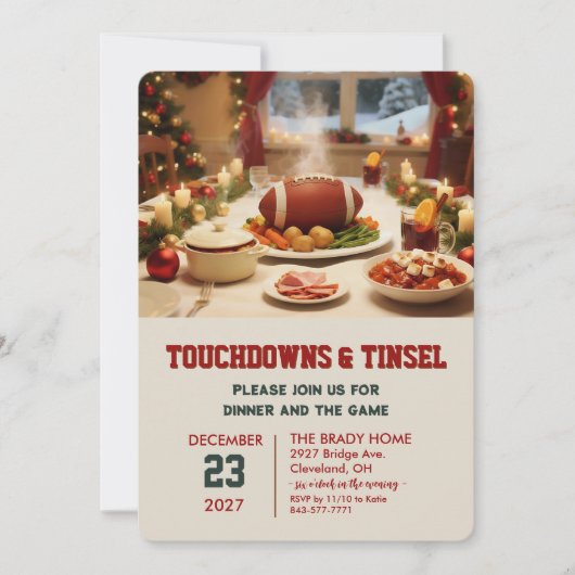 Touchdowns and Tinsel Dinner Invitation 招待状 (正面)