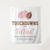 Touchdowns or Tutus Gender Reveal Backdrop タペストリー (正面)