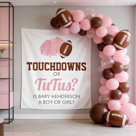 Touchdowns or Tutus Gender Reveal Backdrop タペストリー