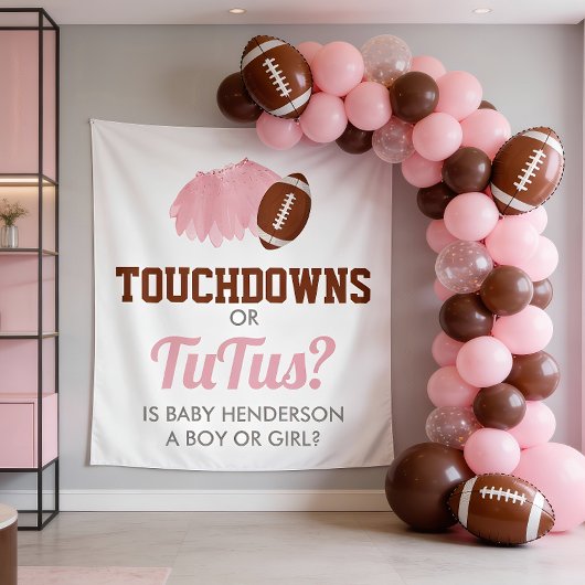 Touchdowns or Tutus Gender Reveal Backdrop タペストリー
