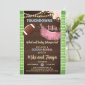 Touchdowns or Tutus gender reveal invitation. 招待状 (スタンド正面)