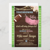 Touchdowns or Tutus gender reveal invitation. 招待状 (正面/裏面)