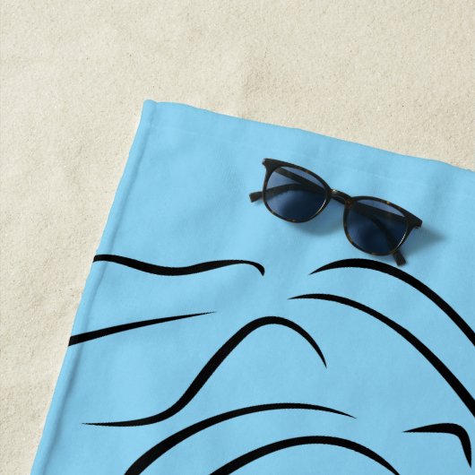 Touching Black Line Art Stilized Female Visual ビーチタオル (インサイチュ)