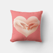 Touching Pink Hands Heart Love Throw Pillow  クッション (正面)